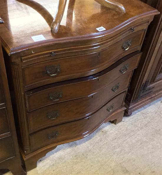 George III style mahogany serpentine fronted chest of drawers